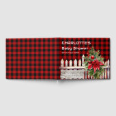 Christmas Fence Buffalo Plaid Baby Shower ゲストブック (全面)