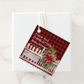 Christmas Fence Buffalo Plaid Baby Shower フェイバータグ (インサイチュ)
