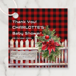 Christmas Fence Buffalo Plaid Baby Shower フェイバータグ