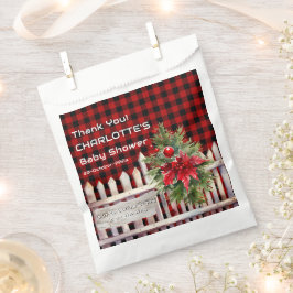 Christmas Fence Buffalo Plaid Baby Shower フェイバーバッグ
