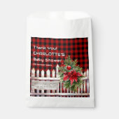Christmas Fence Buffalo Plaid Baby Shower フェイバーバッグ (正面)