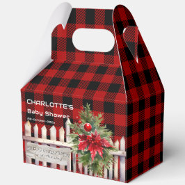 Christmas Fence Buffalo Plaid Baby Shower フェイバーボックス