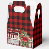 Christmas Fence Buffalo Plaid Baby Shower フェイバーボックス (見開き)
