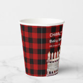 Christmas Fence Buffalo Plaid Baby Shower 紙コップ (右)