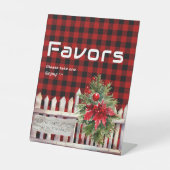 Christmas Fence Buffalo Plaid Baby Shower Favors 台座サイン (正面)