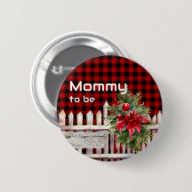 Christmas Fence Buffalo Plaid Mommy-to-be