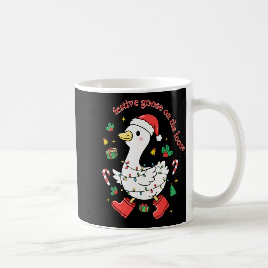 Christmas Festive Goose On The Loose Silly Goose X コーヒーマグカップ (右)