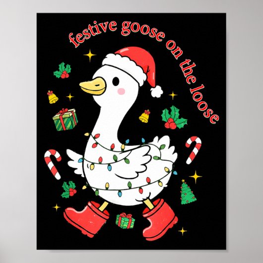 Christmas Festive Goose On The Loose Silly Goose X ポスター (正面)