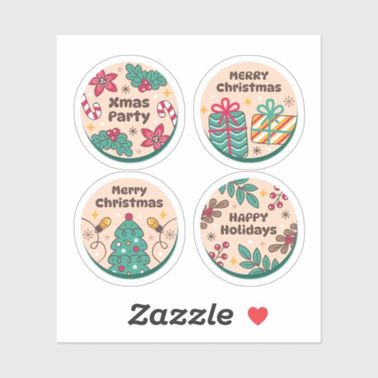 Christmas festive label collection シール (シート)