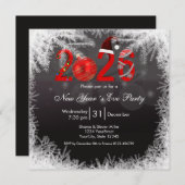 Christmas Festive Red  2026 New Year's Eve Party 招待状 (正面/裏面)