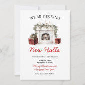 Christmas Fireplace Decking New Halls New Address 招待状 (正面)