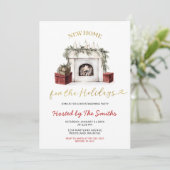 Christmas Fireplace New Home For The Holidays 招待状 (スタンド正面)