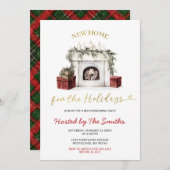 Christmas Fireplace New Home For The Holidays 招待状 (正面/裏面)