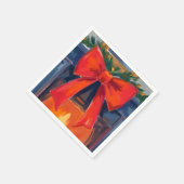 Christmas Fireplace | Red Bow Merry Watercolor  スタンダードカクテルナプキン (角)