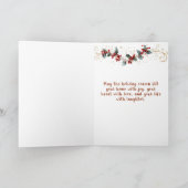 Christmas Fireplace Red Stockings Lights カード (内部)