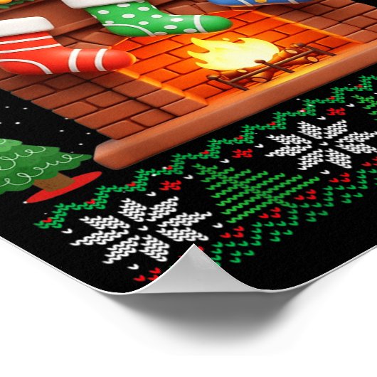 Christmas Fireplace Stockings Funny Ugly Christmas ポスター (角)