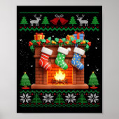 Christmas Fireplace Stockings Funny Ugly Christmas ポスター (正面)