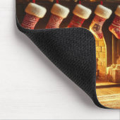 Christmas fireplace & tree in a winter wonderland マウスパッド (コーナー)