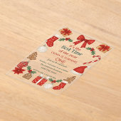 Christmas First Birthday Invitation | Festive アクリル招待状 (レイダウン)