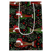 Christmas Fish in Santa Hats Red and Green Trout ミディアムペーパーバッグ (裏面)