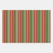Christmas Fish Santa Hats Red Green Plaid Stripes ラッピングペーパーシート (正面3)