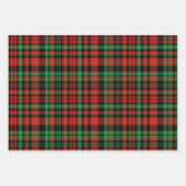 Christmas Fish Santa Hats Red Green Plaid Stripes ラッピングペーパーシート (正面2)