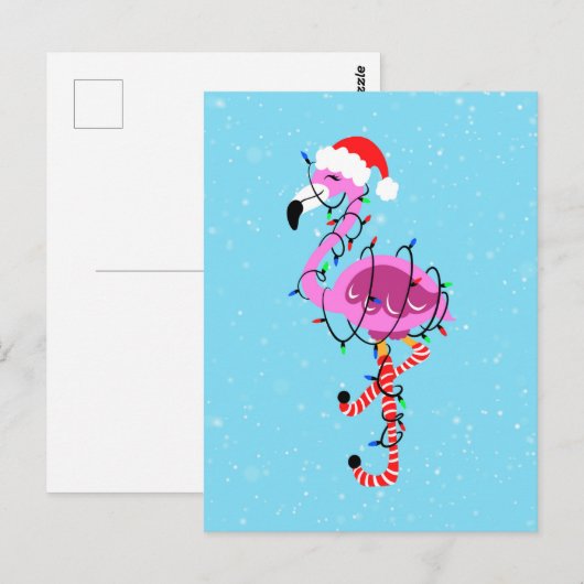 Christmas Flamingo ポストカード (正面/裏面)
