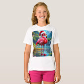 Christmas Flamingo As Santa Claus-47476 Tシャツ (正面フル)