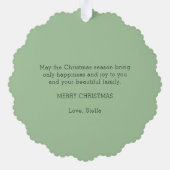 Christmas Flamingo Floral Greenery Wishes オーナメントカード (裏面)