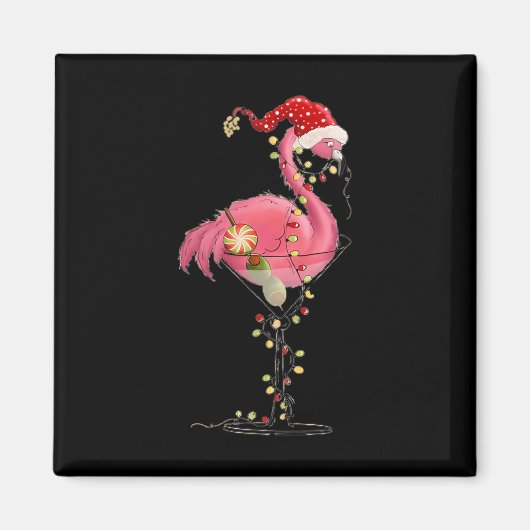 Christmas Flamingo In Martini Gl For Tropical Holi マグネット (正面)