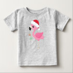 Christmas Flamingo, Santa Hat,クリスマスオーナメント ベビーTシャツ<br><div class="desc">かわいいおもしろいとサンタ帽子とクリスマスオーナメントとフラミンゴの愛らしいデザイン。トレンディーモダンギフト、クリスマスや新年のお祝いに最適。</div>