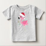 Christmas Flamingo, Santa Hat,クリスマスオーナメント ベビーTシャツ<br><div class="desc">かわいいおもしろいとサンタ帽子とクリスマスオーナメントとフラミンゴの愛らしいデザイン。トレンディーモダンギフト、クリスマスや新年のお祝いに最適。</div>