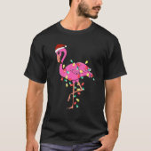 Christmas Flamingo Santa Hat Xmas Lights Flamingo  Tシャツ (正面)