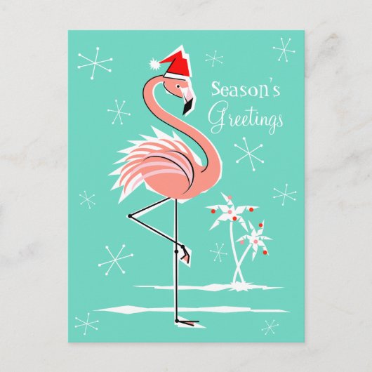 Christmas Flamingo Season's Greetingsはがき シーズンポストカード (正面)