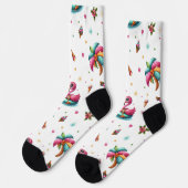 Christmas Flamingo Socks, Tropical Chrismas Socks ソックス (左)