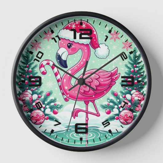 Christmas Flamingo Sublimation Clipart-10424 壁時計 (正面)