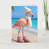 Christmas Flamingo Wearing Winter Attire カード (正面)