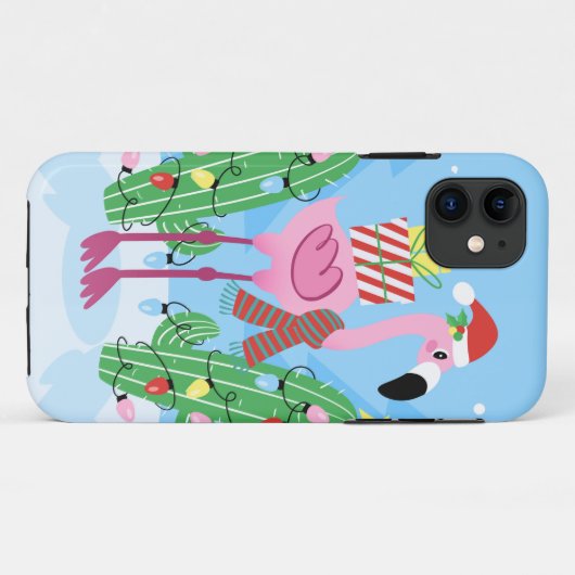 Christmas Flamingo with Cactus Case-Mate iPhoneケース (裏面(横))