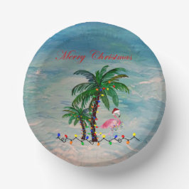 Christmas Flamingos Holiday party plates ペーパーボウル