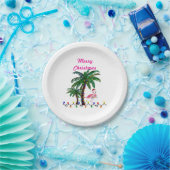 Christmas flamingos tropical party plates ペーパープレート (パーティー)