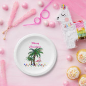 Christmas flamingos tropical party plates ペーパープレート (パーティー)