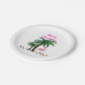 Christmas flamingos tropical party plates ペーパープレート (アングル)