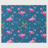 Christmas Flamongos and holly pattern ラッピングペーパー (フラット)