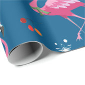 Christmas Flamongos and holly pattern ラッピングペーパー (ロールコーナー)