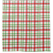 Christmas Flannel Plaid Tartan Design - White  シャワーカーテン (正面)