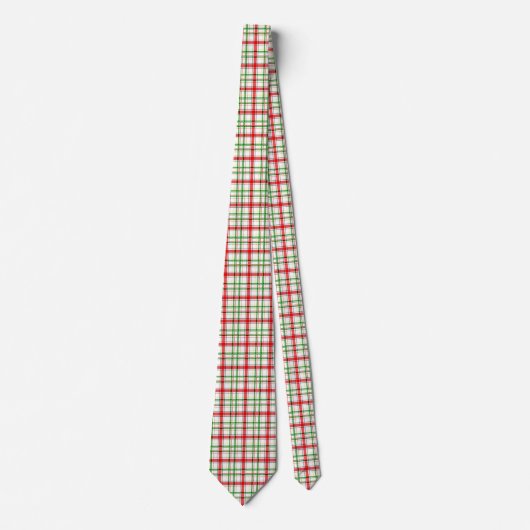 Christmas Flannel Plaid Tartan Design - White ネクタイ (正面)