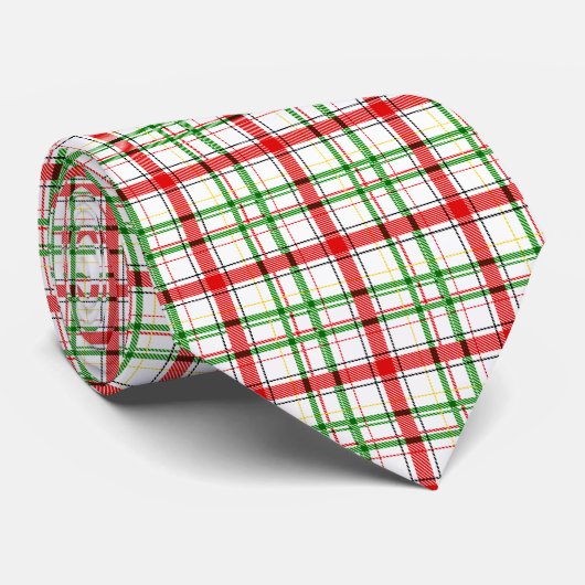 Christmas Flannel Plaid Tartan Design - White  ネクタイ (ロール)