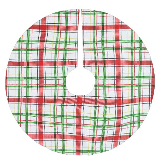 Christmas Flannel Plaid Tartan Design - White  ブラッシュドポリエステルツリースカート (正面)