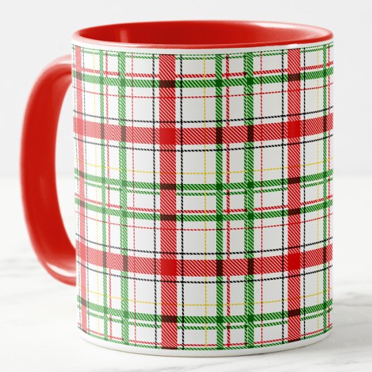 Christmas Flannel Plaid Tartan Design - White  マグカップ