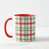 Christmas Flannel Plaid Tartan Design - White  マグカップ (左)